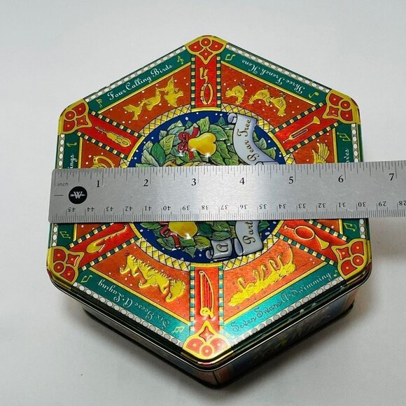 Limited Vintage Milky Way 12 Days Christmas Song Canister Tin Box Hexagon 1999 - Picture 10 of 10